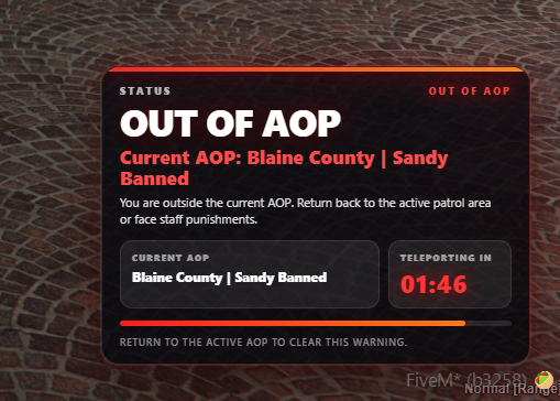 Screen Type 2 - Secondary Compact Warning UI